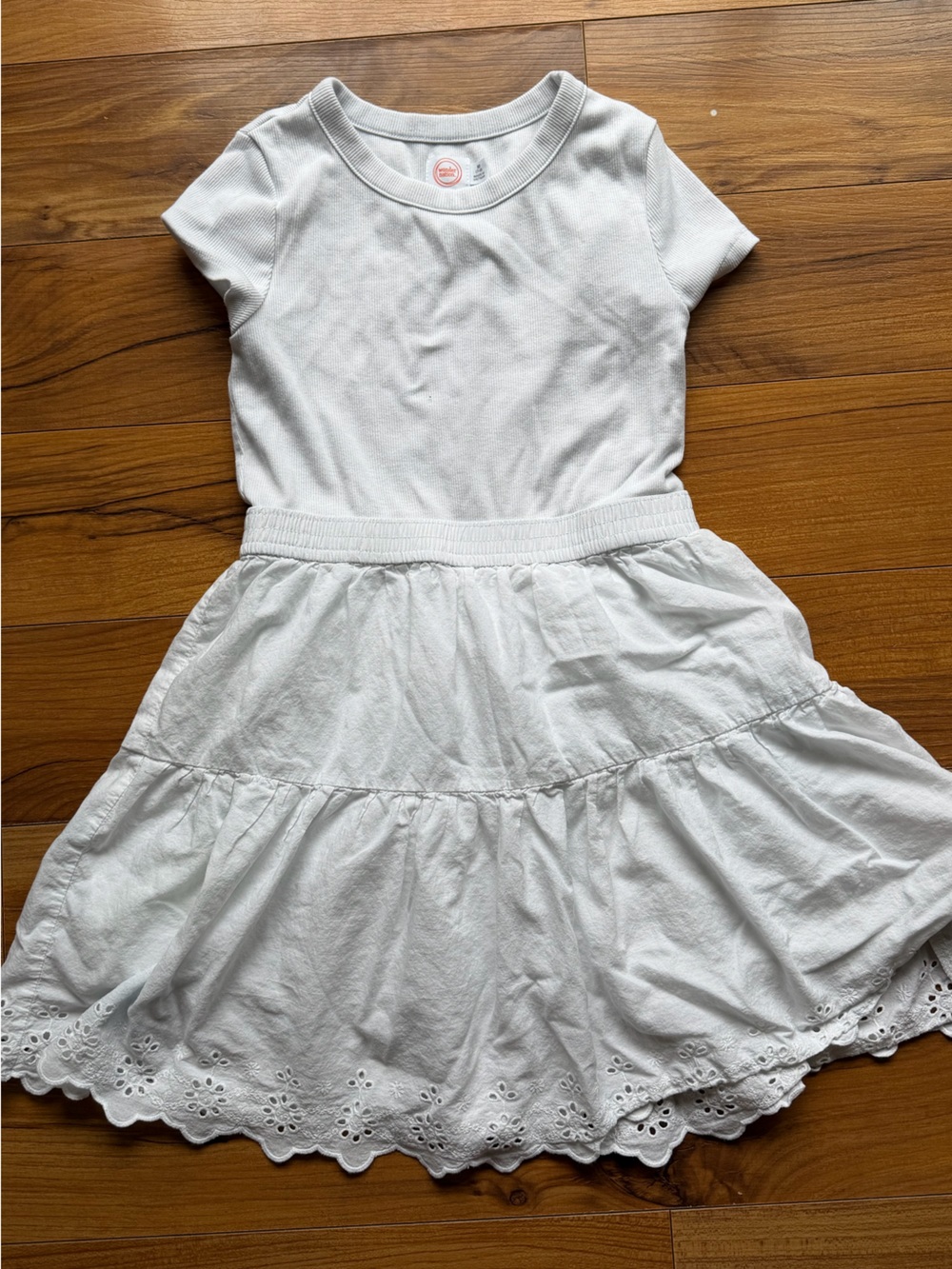 White Tiered Eyelet Skirt Dress for Girls Size M 7/8